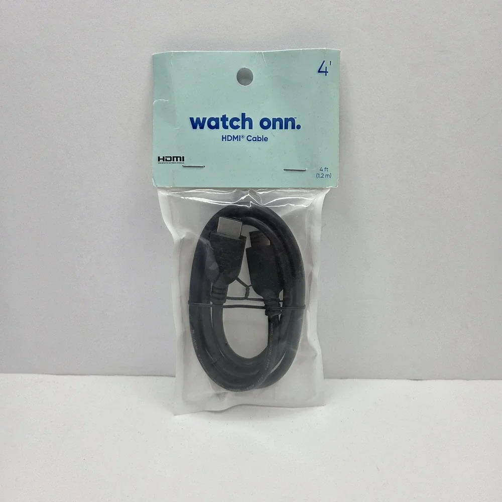 Onn HDMI Cable 4ft Black 4K High Speed HDR 60Hz 3D Dolby TrueHD 2127A